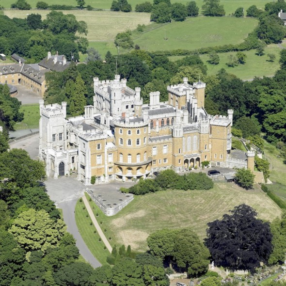 Splendid view of Belvoir Castle from the air